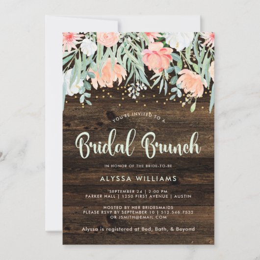 Rustieke Floral Romance | Bruidsbrunch Kaart (Voorkant)
