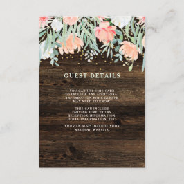 Rustieke Floral Romance | Details bruiloft gast Informatiekaartje