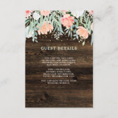 Rustieke Floral Romance | Details bruiloft gast Informatiekaartje (Voorkant)