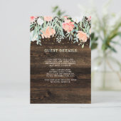 Rustieke Floral Romance | Details bruiloft gast Informatiekaartje (Staand voorkant)