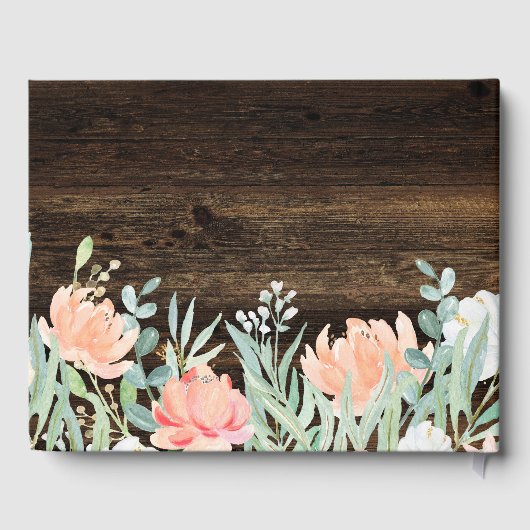 Rustieke Floral Romance | Hout en Waterverf Gastenboek (Achterkant)
