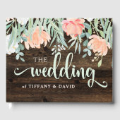 Rustieke Floral Romance | Hout en Waterverf Gastenboek (Voorkant)