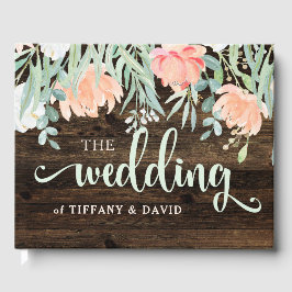 Rustieke Floral Romance | Hout en Waterverf Gastenboek