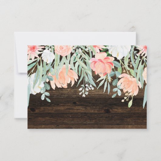 Rustieke Floral Romance | Huwelijksreactie RSVP Kaartje (Achterkant)