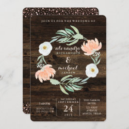 Rustieke Floral Romance krans | Bruiloft Kaart