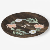 Rustieke Floral Romance krans | Bruiloft Papieren Bordje (Gekanteld)