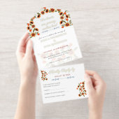 Rustieke Floral Scandinavische folk-geïnspireerde All In One Uitnodiging (Uittrekbaar)