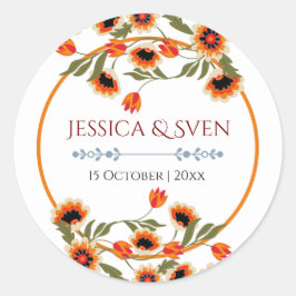 Rustieke Floral Scandinavische folk-geïnspireerde  Ronde Sticker