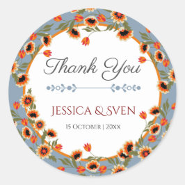 Rustieke Floral Scandinavische folk-geïnspireerde  Ronde Sticker