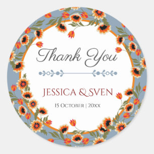 Rustieke Floral Scandinavische folk-geïnspireerde  Ronde Sticker