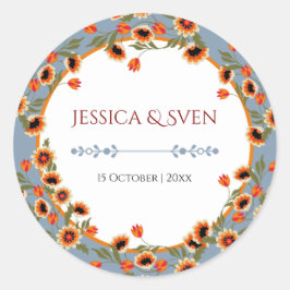 Rustieke Floral Scandinavische folk-geïnspireerde  Ronde Sticker