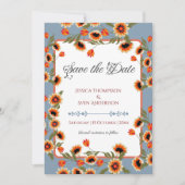 Rustieke Floral Scandinavische folk-geïnspireerde  Save The Date (Voorkant)