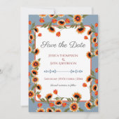 Rustieke Floral Scandinavische folk-geïnspireerde  Save The Date (Voorkant)