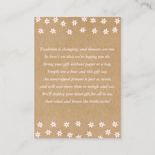 Rustieke Floral Vrijgezellenfeest Display Kaart en (Achterkant)