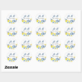 Rustieke Floral Wedding Circle Sticker Navy (Vel)