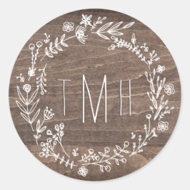 Rustieke Floral Wood Monogram Sticker