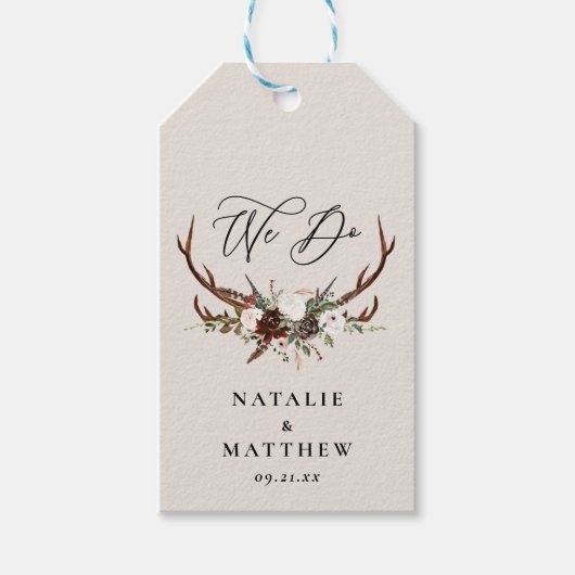 Rustieke florale botanische gepersonaliseerde brui cadeaulabel (Voorkant)