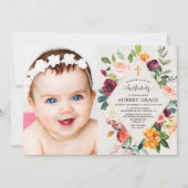 Rustieke florale herfst waterverf doopfoto kaart (Voorkant)