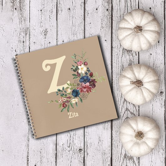 Rustieke Florals Monogram Initiaal Aangepast Notitieboek