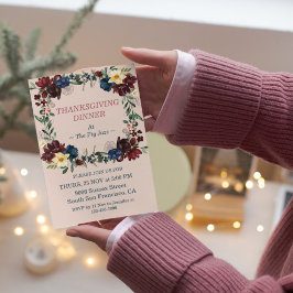 Rustieke Florals Thanksgiving Diner Custom Kaart