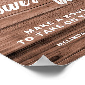 Rustieke Flower Bar Zonnebloem trouwteken poster (Hoek)