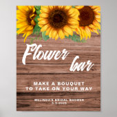 Rustieke Flower Bar Zonnebloem trouwteken poster (Voorkant)