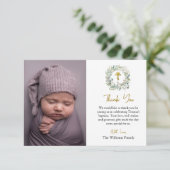 Rustieke Foliage Krans Orthodoxe Christelijke Doop Bedankkaart (Staand voorkant)