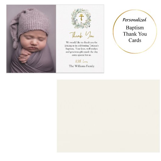 Rustieke Foliage Krans Orthodoxe Christelijke Doop Bedankkaart