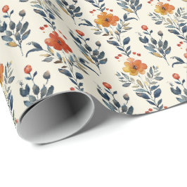 Rustieke Folk Bloemige Cadeauverpakking, Warme Vin Cadeaupapier