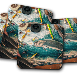 Rustieke forel en kunstaas   Vlieg vissen Cork Ond Bier Onderzetter