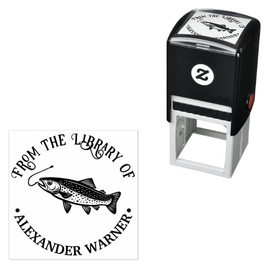 Rustieke forel, Fish Hook Library Boeknaam Zelfinktende Stempel (In situ)