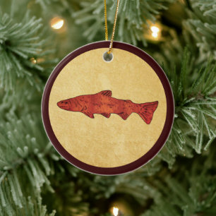 Rustieke forel keramisch ornament