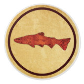 Rustieke forel keramische knop (Voorkant)