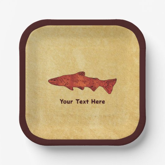 Rustieke forel papieren bordje (Voorkant)