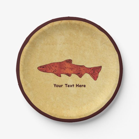 Rustieke forel papieren bordje (Voorkant)