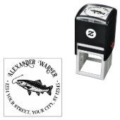 Rustieke forel, vishaak naam terug adres  zelfinktende stempel (In situ)