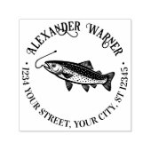 Rustieke forel, vishaak naam terug adres  zelfinktende stempel (Design)