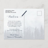 Rustieke Forest Blue Pines Bruiloft Save the Date Aankondigingskaart (Achterkant)