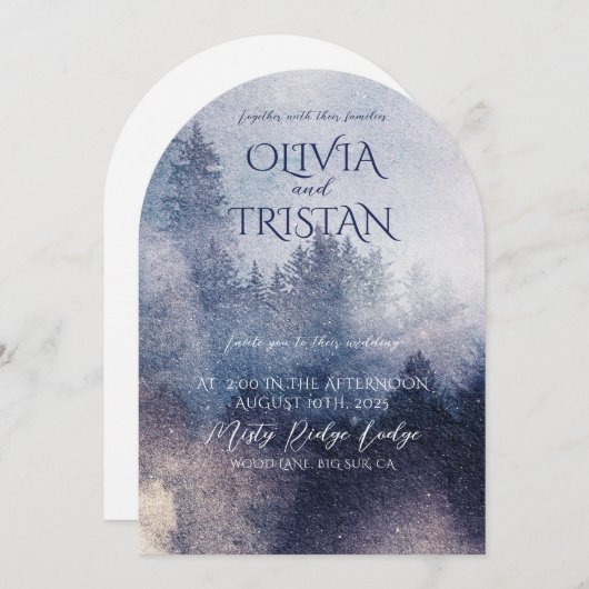 Rustieke Forest Mist Pine Trees Enchanted Wedding Kaart (Voorkant / Achterkant)