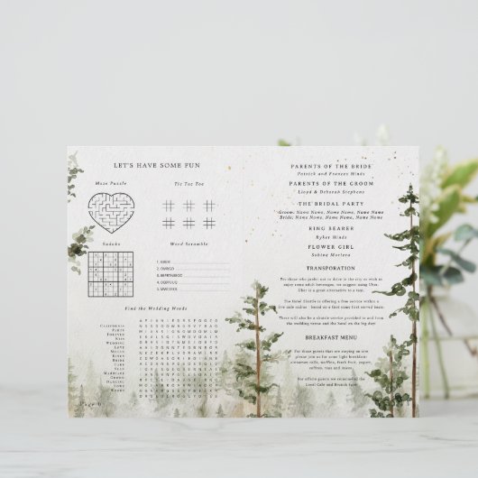 Rustieke Forest Waterfall bruiloft programma met s (Staand voorkant)