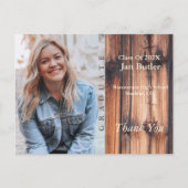 Rustieke foto afstudeer aankondiging & bedankje briefkaart (Voorkant)