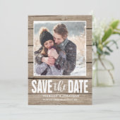 Rustieke foto Bewaar de datum licht hout Save The Date (Staand voorkant)