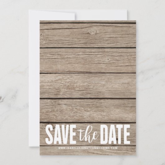 Rustieke foto Bewaar de datum licht hout Save The Date (Achterkant)