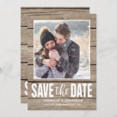 Rustieke foto Bewaar de datum licht hout Save The Date (Voorkant / Achterkant)