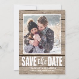 Rustieke foto Bewaar de datum licht hout Save The Date
