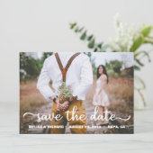 Rustieke foto bewaar de datum moderne script kaart (Staand voorkant)