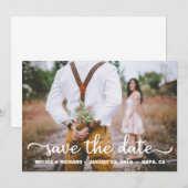 Rustieke foto bewaar de datum moderne script kaart (Voorkant / Achterkant)