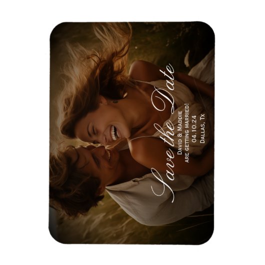  rustieke foto bewaar de datum verloving magneet (Verticaal)