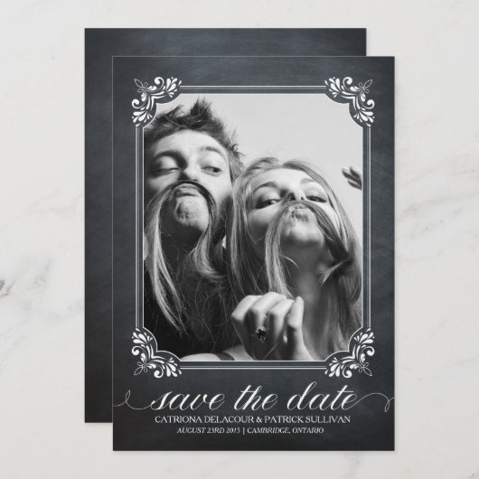  rustieke foto Bewaar de datumbekendmaking Kaart (Voorkant / Achterkant)