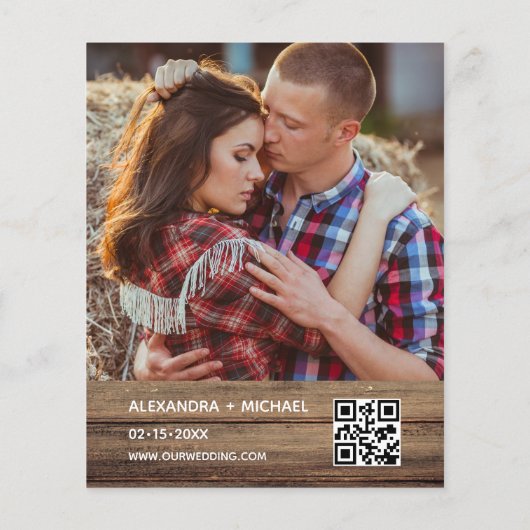 Rustieke foto boerderij QR code bruiloft uitnodigi (Achterkant)